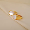 18K PVD Gold Plated White Big Shell Stainless Steel Ring Trendy Simple Gold Plated Jewelry Wholesale MegaBDM