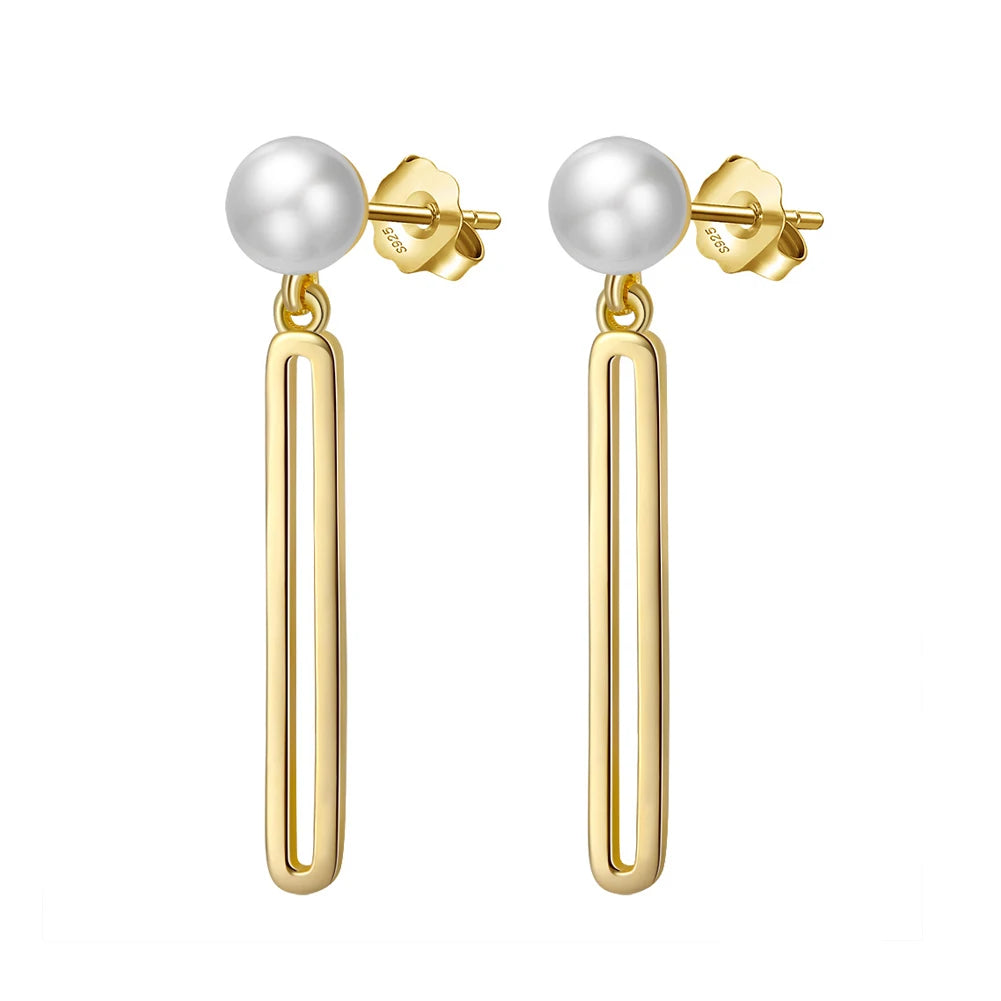 RINNTIN GPE29 New Arrival Jewelry Cultured Pearls Stud Earrings 925 Silver 14K Gold Plated Freshwater Pearls Earings for Women