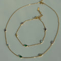 2023 Dazan New 18k Gold Plated Tarnish Free Stainless Steel Minimalist Horse Eye Colorful Zircon Necklace Anklet Jewelry Set