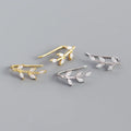 NEW Wholesale Fashion Jewelry 925 Sterling Silver Leaf Shape Climber Stud Earrings for Women
