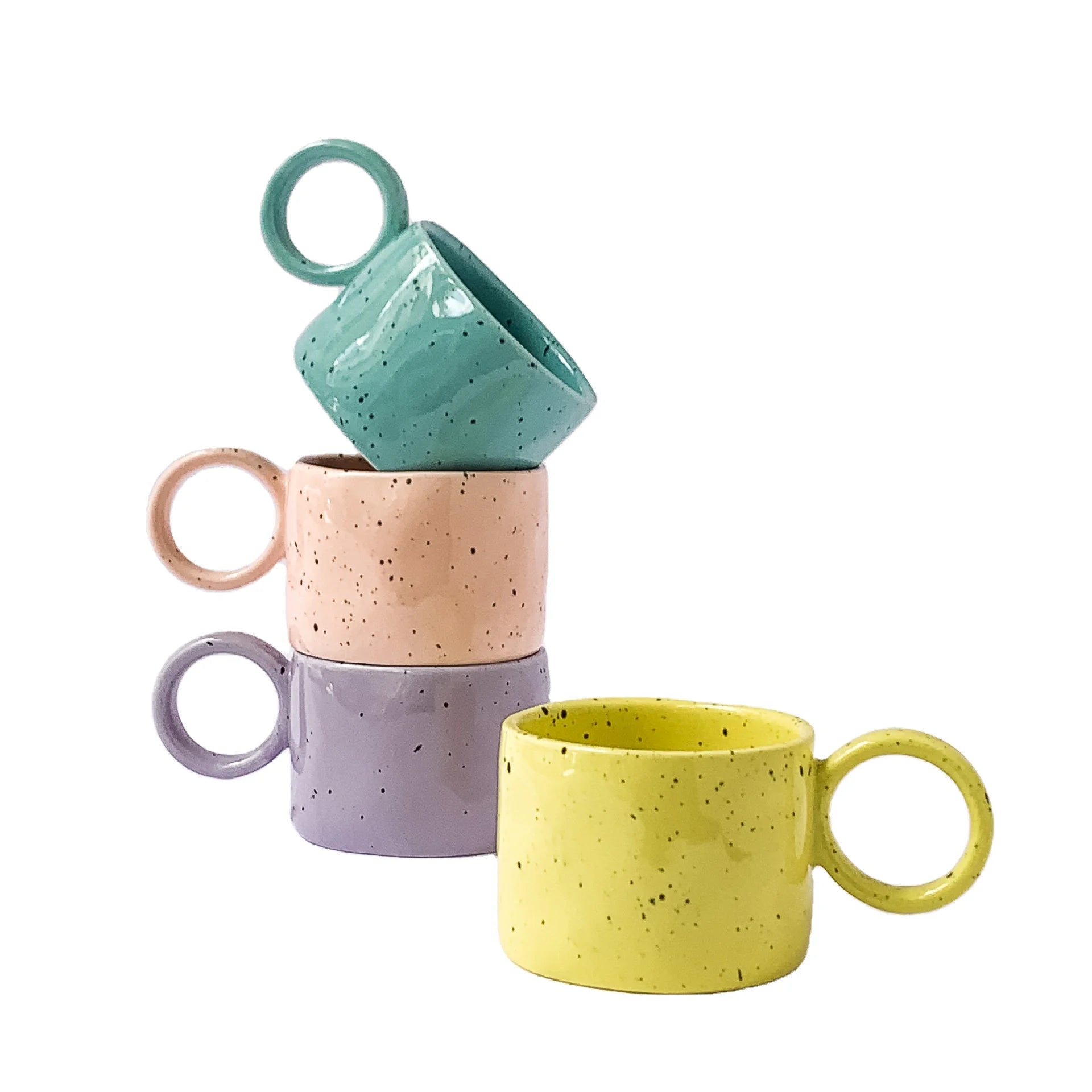 Madou 300 Ml Wholesale Multi Colors Ceramic Coffee Mug With Dot Cute Coffee Cups Milk Cup