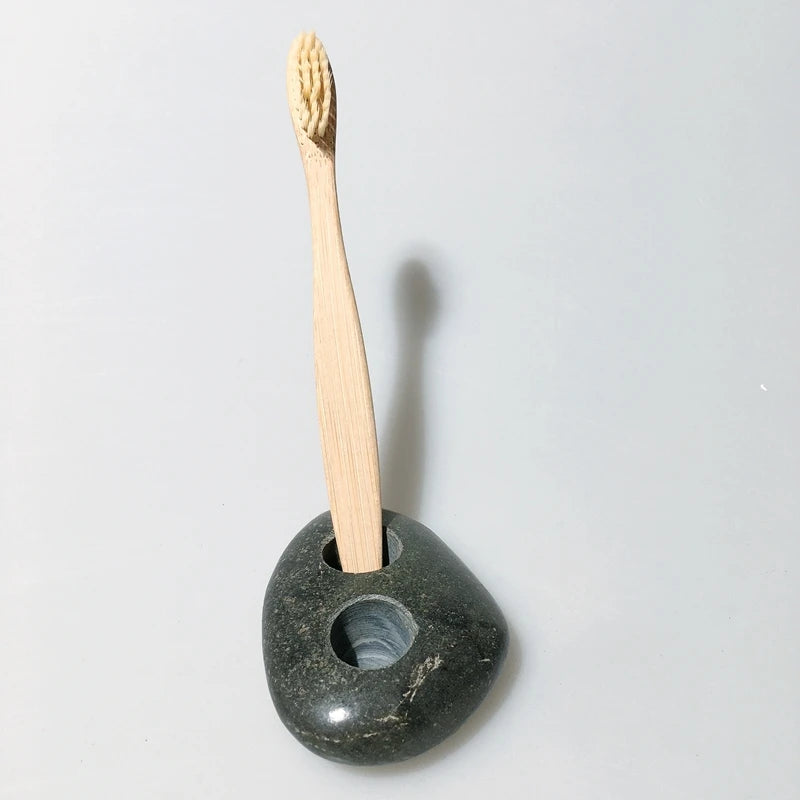 DIY New Design Unique Tumble Shape Bathroom Accessory Ceramic Natural Stone Toothbrush Crystal Holder for Home Hotel Gift