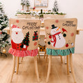 2024 Christmas Chair Decoration Back Cover Santa Snowman Dining Chair Cover Linen Santa Claus Home Decor Christmas Chair Cove