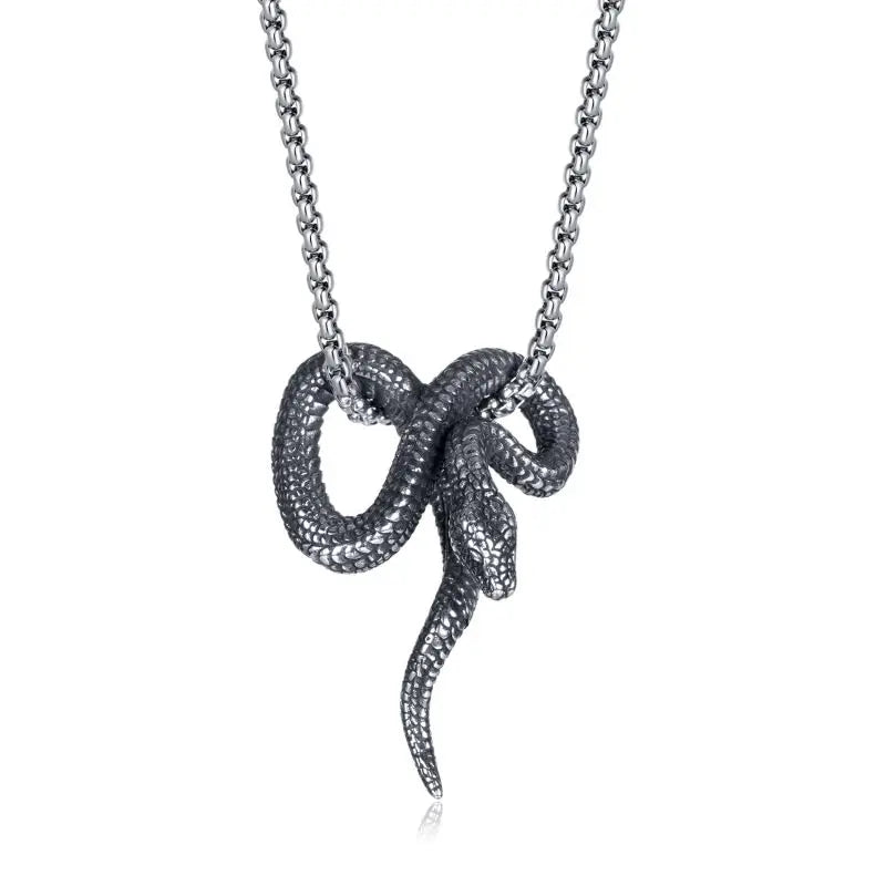 Punk Serpentine Stainless Steel Snake Pendant Choker 18K Gold Plated Men's Hip Hop Fashion Jewelry Necklace for Party & Wedding