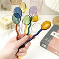 Creative Milk Dessert Spoon Colored Glass Spoon Cute Long Handle Coffee Stirring Spoon