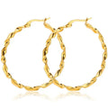 Trendy Simple Classic 316L Stainless Steel Gold Plated Earrings Irregular Twist Wave Hoop Design for Wedding Party Jewelry for