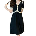 2024 Summer New Style Waist Slimming Short-sleeved Skirt Temperament Fashion Stitching Dress for Women