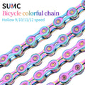 SUMC Hollow Colorful Bike Chain 9S 10 11 12 Speed CNC Plated Chain for MTB Road Bicycle