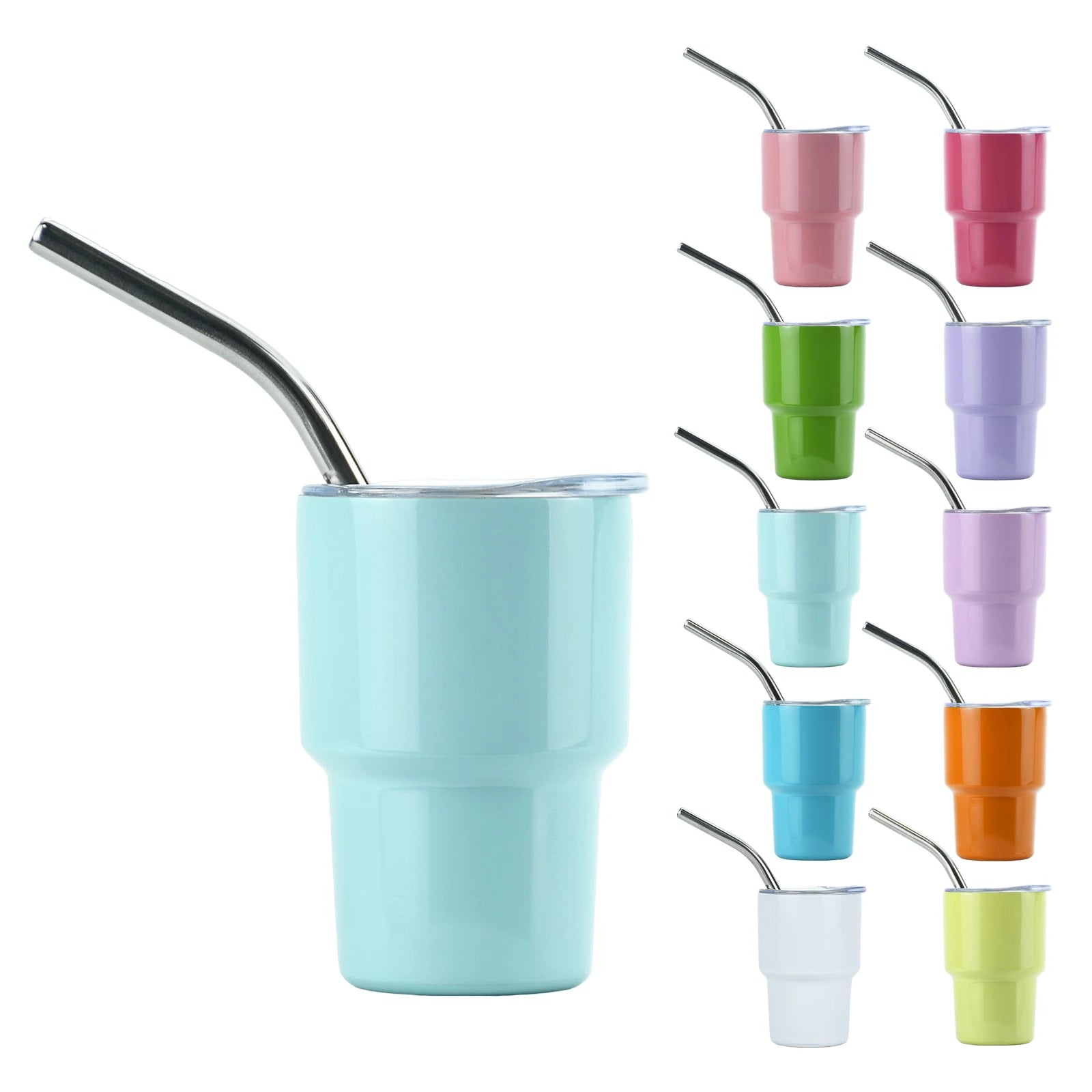 Sublimation 2oz Stainless Steel Tumbler 304SS Double Wall Insulated Vacuum Mini Tumbler With Straw for Beer Glass