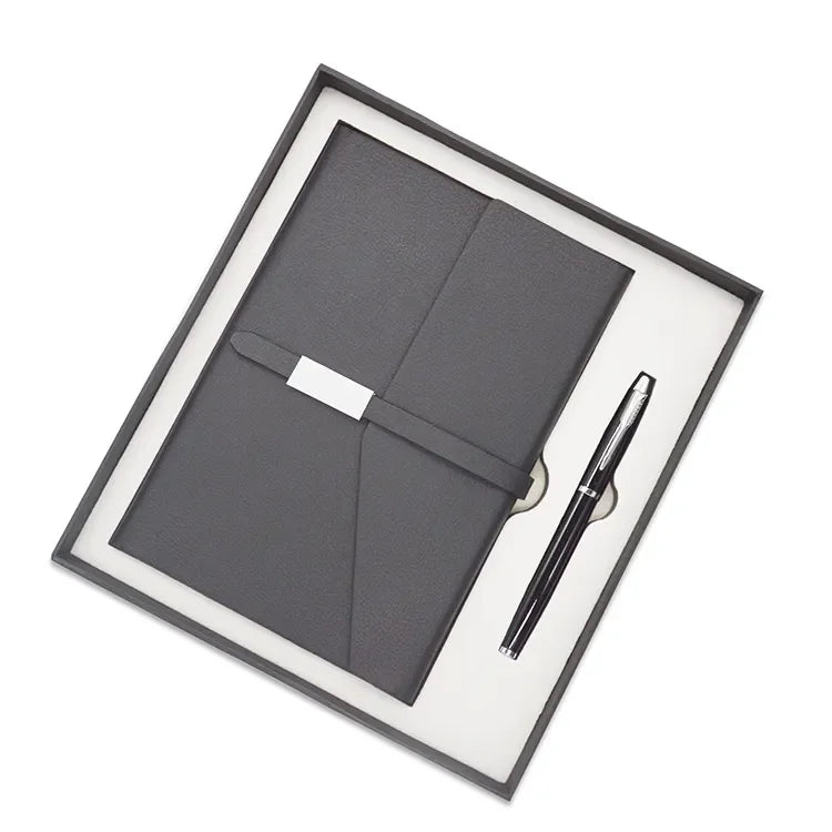 Business Logo Stationery Customised Luxury Pu Leather Notebook and Pen Gift Set