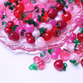 Transparent Red Series Fruit Pendant Beads Pearl Color Cherry Crystal Strawberry Resin Charms for Earring Key Chain  Lanyards an