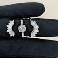 Luxury Custom Triple  Fancy Baguette Round  Moissanite D VVS1 Pass Diamond Tester Engagement Wedding Rings Brand