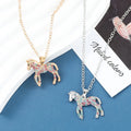 Fashion Jewelry Girl Boy Silver Gold Colorful Rhinestones Horse Pendant Necklace