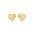 Luxury Zircon Gemstone 18k Gold Plated 925 Sterling Silver Heart Shape Brushed Earrings for Women