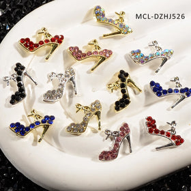 New Design 3D Clear AB Rhinestone Metal Alloy High Heels Nail Charms DIY Nails Decorations