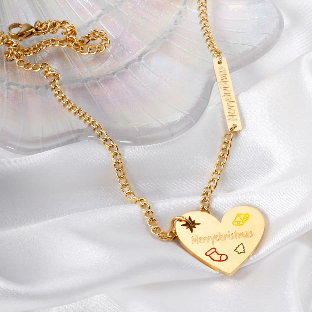 Ason New Arrival Christmas Gift Necklace 18K Gold Plated Custom Necklace Stainless Steel Jewelry for Women Girls
