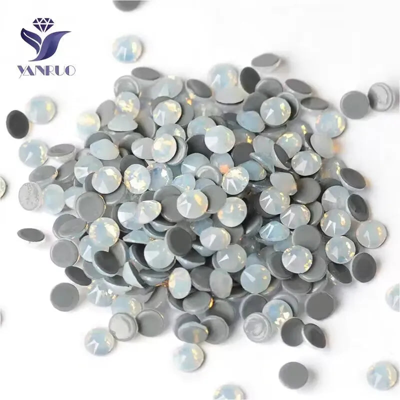 YANRUO Rhinestones Flat Back White Opal Color Hotfix Rhinestones Bulk for Bikini