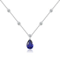 Abiding Trendy Sterling Silver Daily Wear Sapphire Pendant Necklace Wholesale Modern Lab Grown Sapphire Pendant With CZ Chain