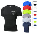 Custom Logo Printing Men's T-shirts 100% Polyester Quick Dry Fit Compression Shirt Men Gym Sports Muscle Fit T-shirt for Men