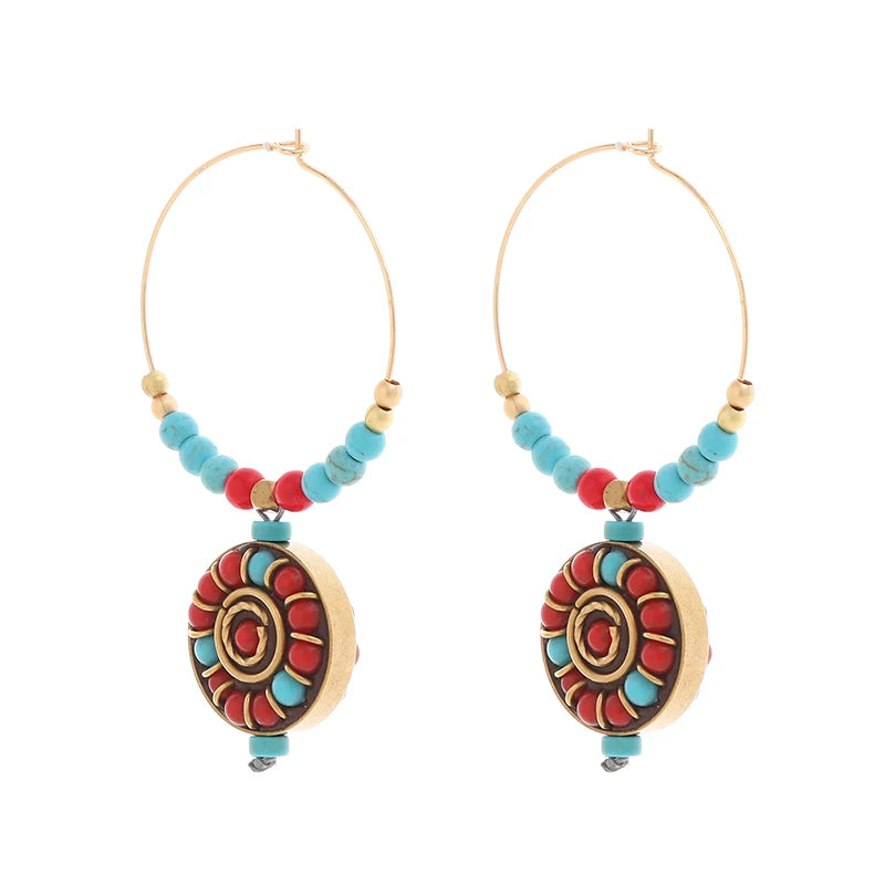 Custom Bohemian Luxury Designer Round Beaded Earrings Retro Nepalese Beads with Korean Personality for Party and Wedding Gifts