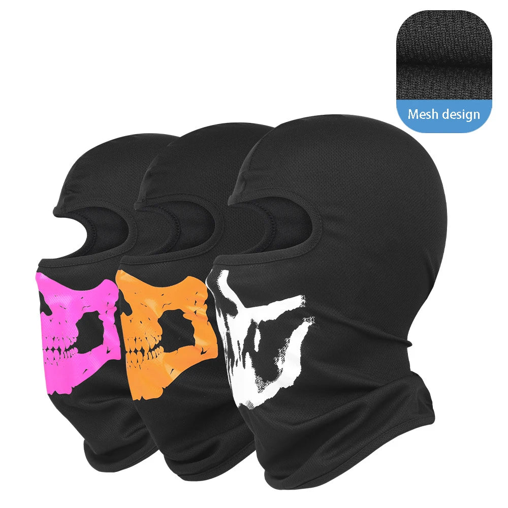Custom Print Sublimation Logo Breathable Cycling Motorcycle Helmet Inner Ice Silk 1 One Hole Full Face Mesh Skull Balaclava Mask