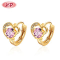 Bespoke Heart Shaped Huggie Earrings for Piercing Ear Small Hoops with love Sign Cubic Zirconia 18 Karat Plated Accessory