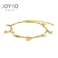 Women's Unique Stainless Steel Double Layer Butterfly Pearl Bracelet Gold Plated Crystal Chain for Parties and Gifts