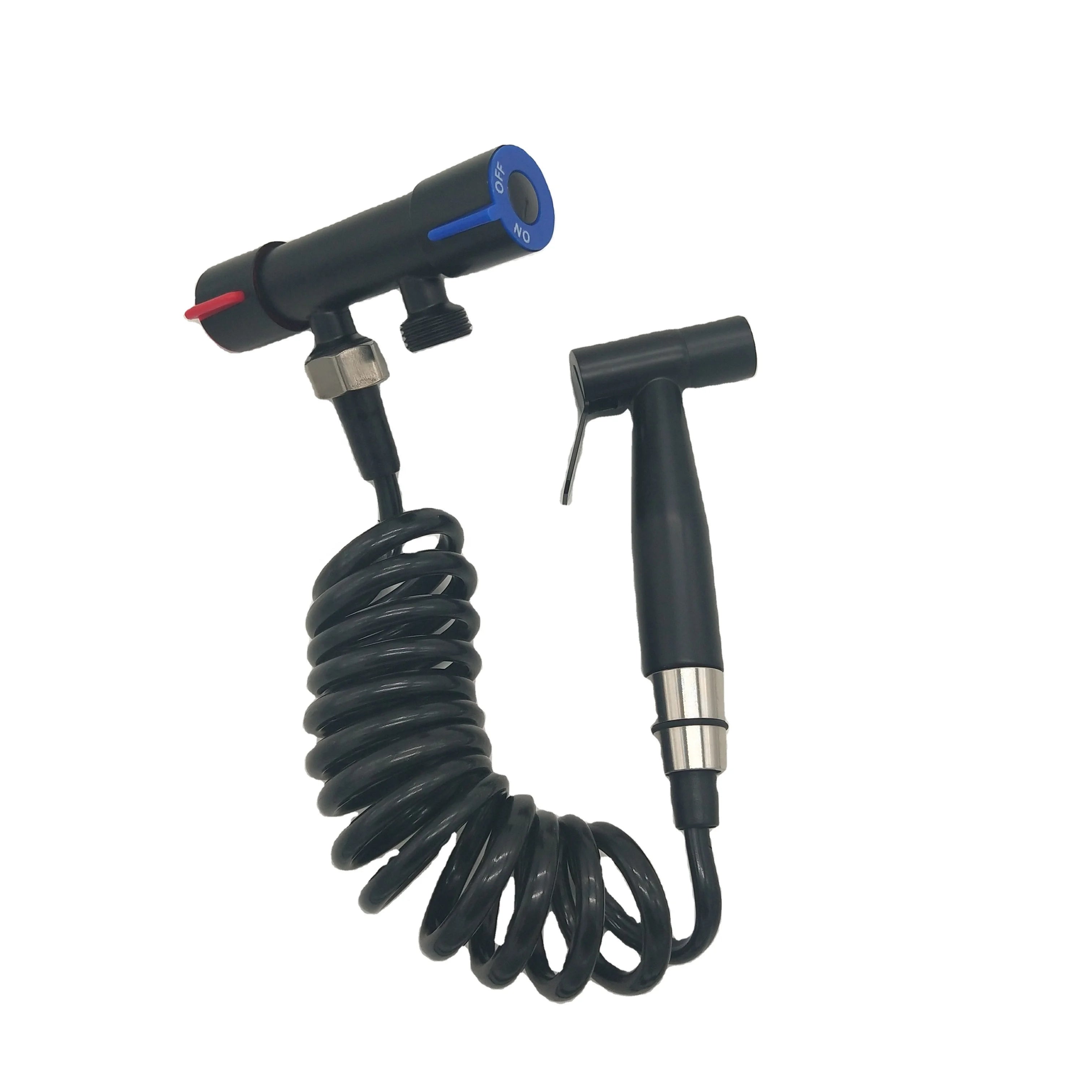 1-in-2-Out Black Brass Handheld Bidet Sprayer Ceramic Cartridge Multi-Functional Sanitary Ware Set Bathroom Faucet Accessories