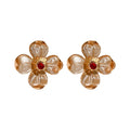 DUYIZHAO High Quality Vintage Jewelry S925 Sterling Silver Needle Clear Crystal Flower Gold Earrings for Women Daily Wear