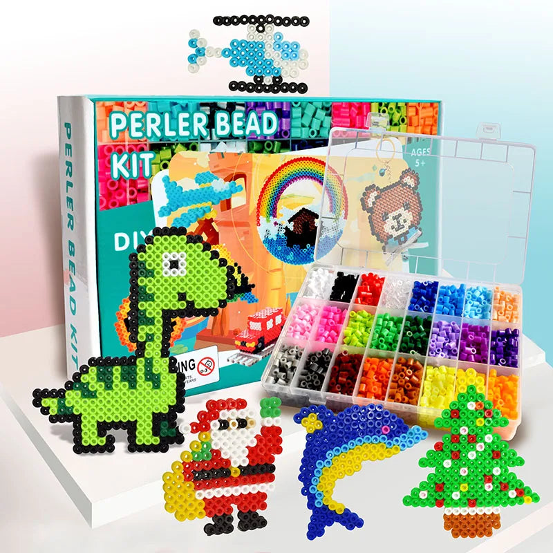 New Popular Kids Educational Toys Plastic Beads Multi Color Kids Puzzle Plastic Beads Diy Perler Beads Sets