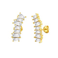 Classic Sterling Silver Gold Plated Zircon Stud Earrings Giant Cartilage Punk Irregular Design Custom for Anniversary Party Gift