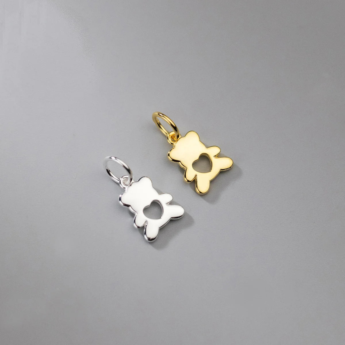 Sweet Lovely S925 Zircon Hollow Heart Bear Pendant for Diy Bracelet Women Accessories