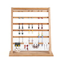 Popular Detachable Natural Bamboo Jewelry Earrings Cards Display Stand with 6 Removable Bars Adjustable Distance 60 Holes