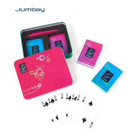 Custom Printing Double Deck Play Card Advertising Poker Plastic Zain Playing Cards in Tin Box Holder
