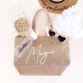 Custom Wholesales LOGO Print Eco Friendly Personalized Bachelorette Bridesmaid Party Canvas Gift Tote Bag Large Jute Beach Bag
