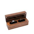 Rectangle Black Walnut Luxury Jewellery Packaging Ear Wood Double Ring Box Double Wooden Ring Boxes