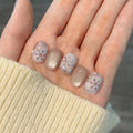 Handmade Short 3D Ombre Cat Eye Silvery Color Nail French Art Design ABS Press-On Acrylic Manicure for Fingers