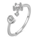 Fast Delivery Adjustable Ring 925 Sterling Silver Girls Ring Moon Star Design Zircon Rings