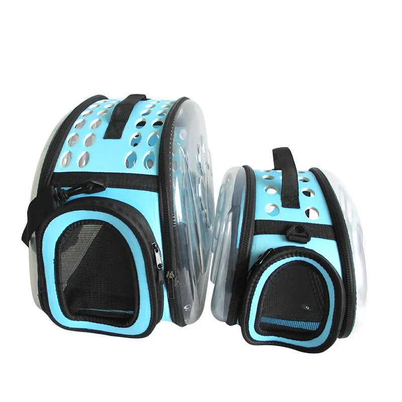 Wholesale Cheap Transparent Foldable Pet Carrier Breathable Dog and Cat Backpack with Zipper Closure Portable Cat Bag