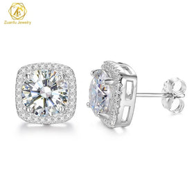 Cluster Halo S925 VVS Moissanite Earrings Women Hiphop 925 Sterling Silver Moissanite Stud Earrings with GRA Certificate