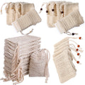 Natural Sisal Linen Cotton Mesh Drawstring Packaging Soap Saver Gift Pouch Organic Cosmetic Soap Blister Bag Sabun Filesi Pamuk