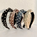 MIO New Trendy Velvet Hair Band Women Pearl Beaded Headband Solid Color Winter Autumn Head Loop