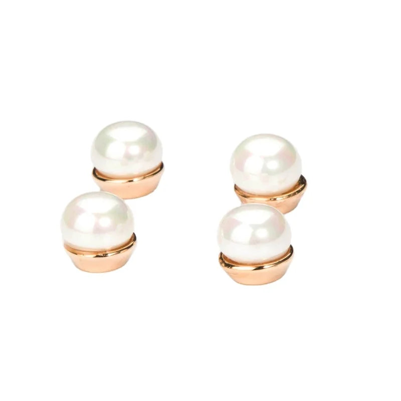 2025 Fashion White Pearl Stud Earrings for Women Elegant Classic Design Stainless Steel Jewelry Simple Style Daily Wear