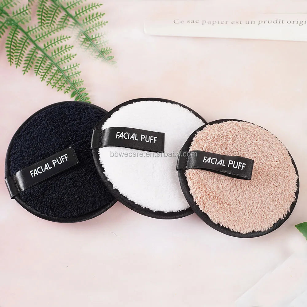Custom OEM Brand Cleaning Pads With Finger Pocket Microfiber Makeup Remover Pad Face Cleaning Sponge Towel