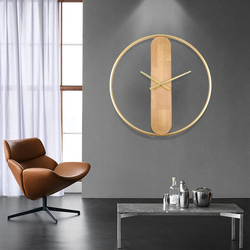 61cm(24 Inch) Luxury Modern Living Room Decor Large Circular Clocks Decorative Metal Round Gold Big Wall Clock Home Decor
