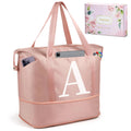 Best Personalized pink Medium Size Designer Expandable Monogrammed Tote Bag for Bridesmaids with Zipper