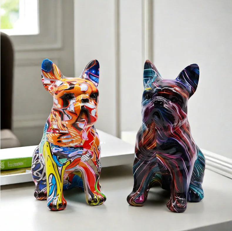 Graffiti French Bulldog Statue Wholesale Custom Urban Art Sculpture for Home Decor Bulk Order Resin Dog Figurine Manufacturer
