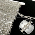 F051 Fashionable Eye Shaped Silver 3A Grade Motif Glass Crystal Chain Trim for Clothing Bag Decor 10mm Width Rhinestone