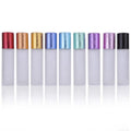 In Stock 10ml Frosted clear Glass Roll on Bottle With Brushed Cap for Essential Oil Perfume