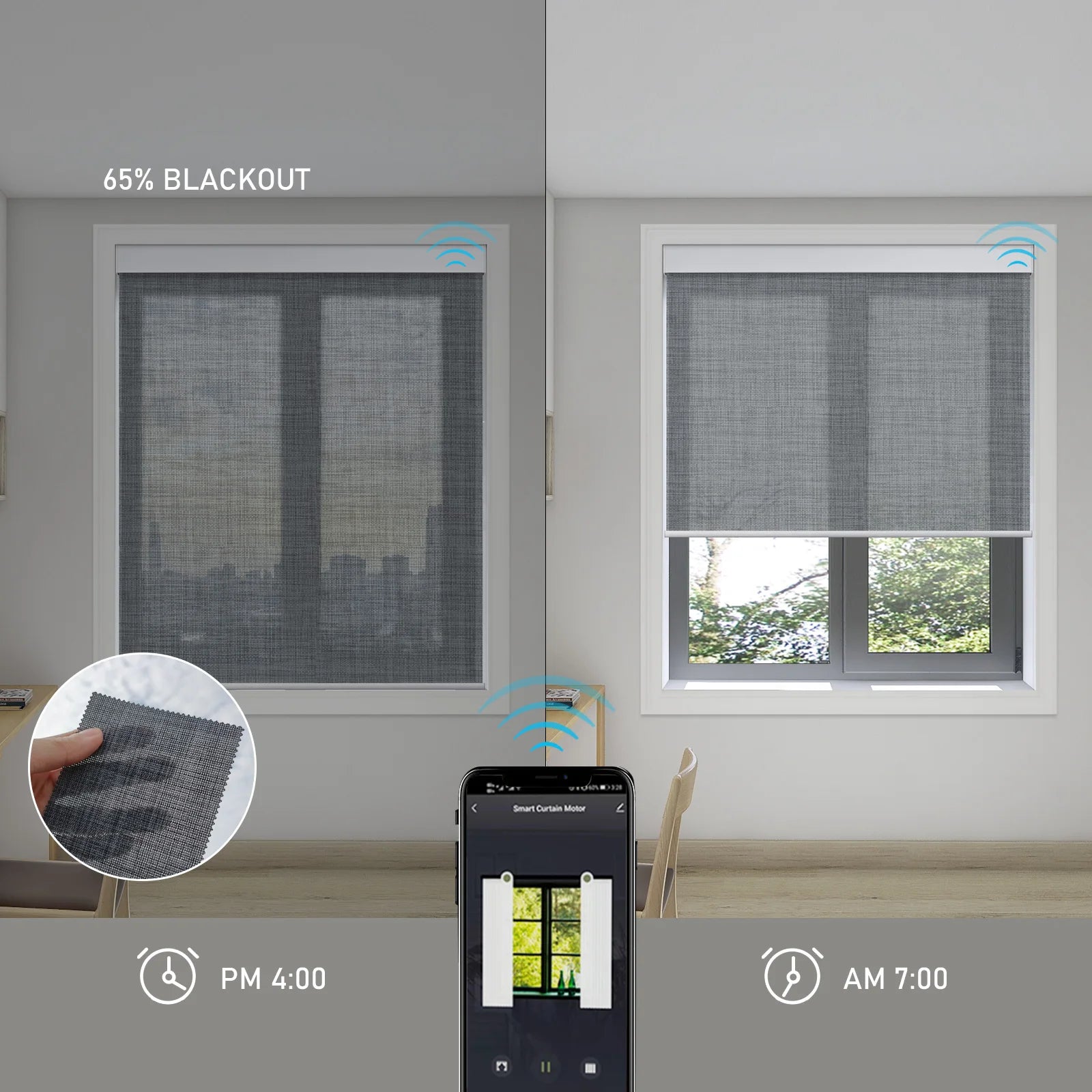 ZSTARR Waterproof Modern Tuya Motor Motorized Window Covering Roller Blinds Blackout Fabric Roller Shades for Home Prayer Room